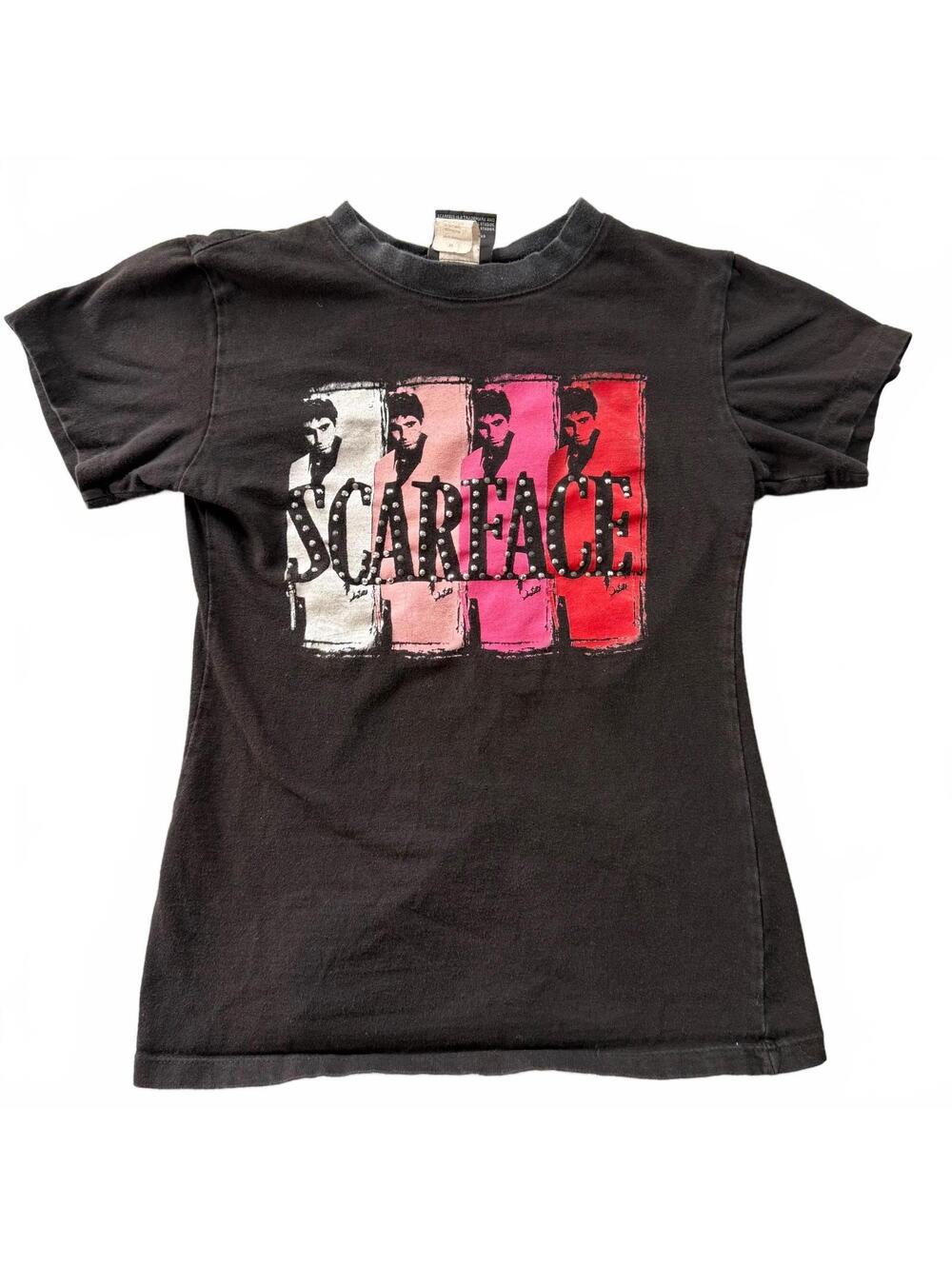 Vintage Y2K Scarface Studded Graphic Baby Tee - Dragonfly Clothing Medium